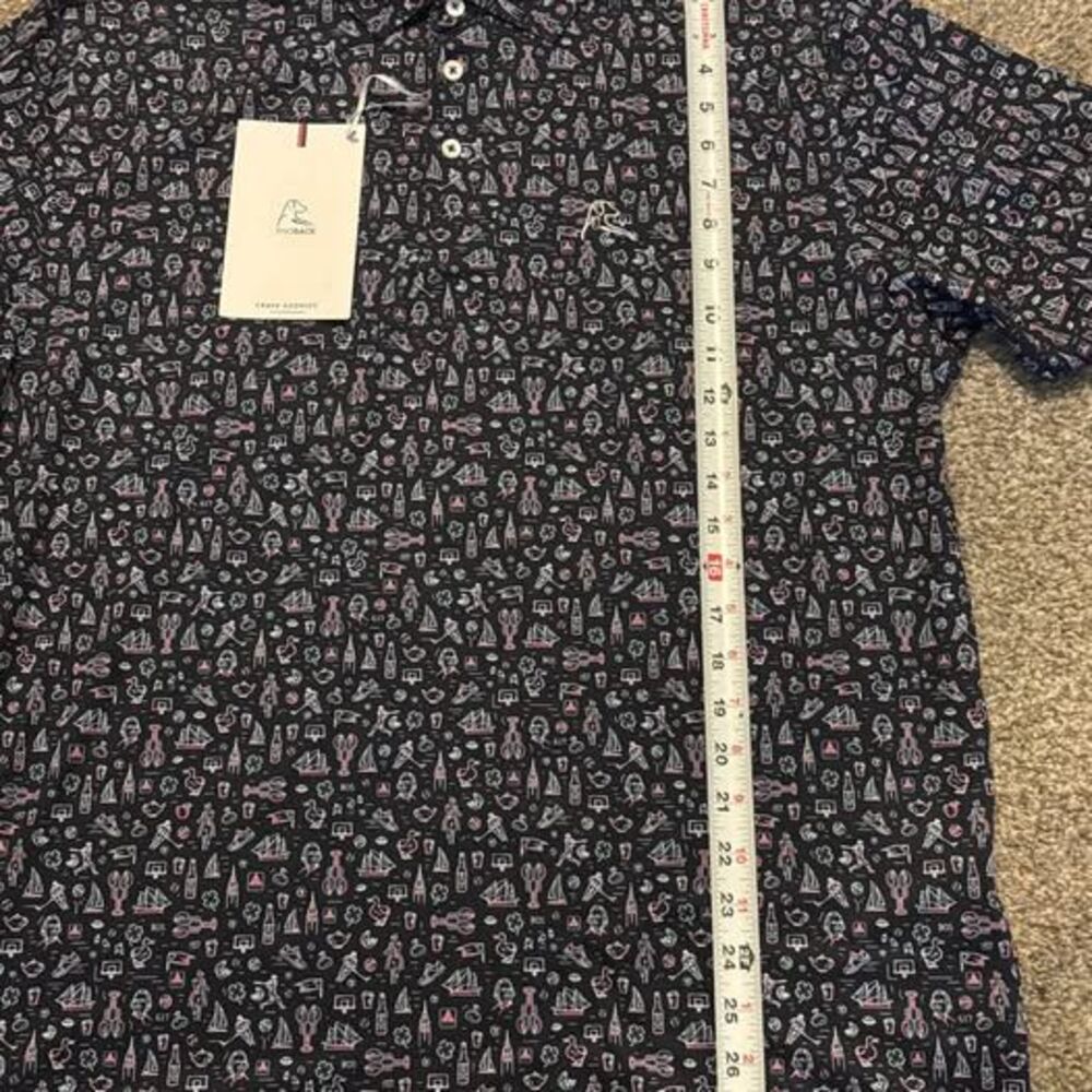 Rhoback Polo Men's Large The Boston Performance Shirt Fleet Navy Stretch NWT - Picture 2 of 9